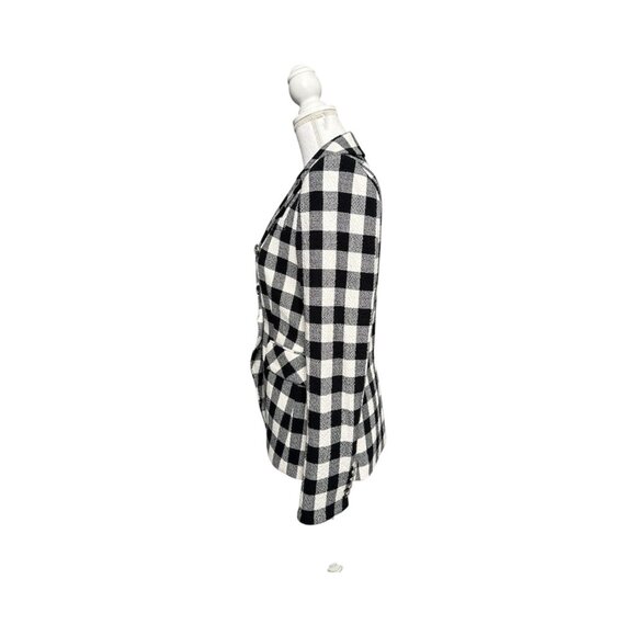 VERONICA BEARD Miller Dickey Plaid Jacket Blazer Size 4 Black White Linen Check - Picture 4 of 12